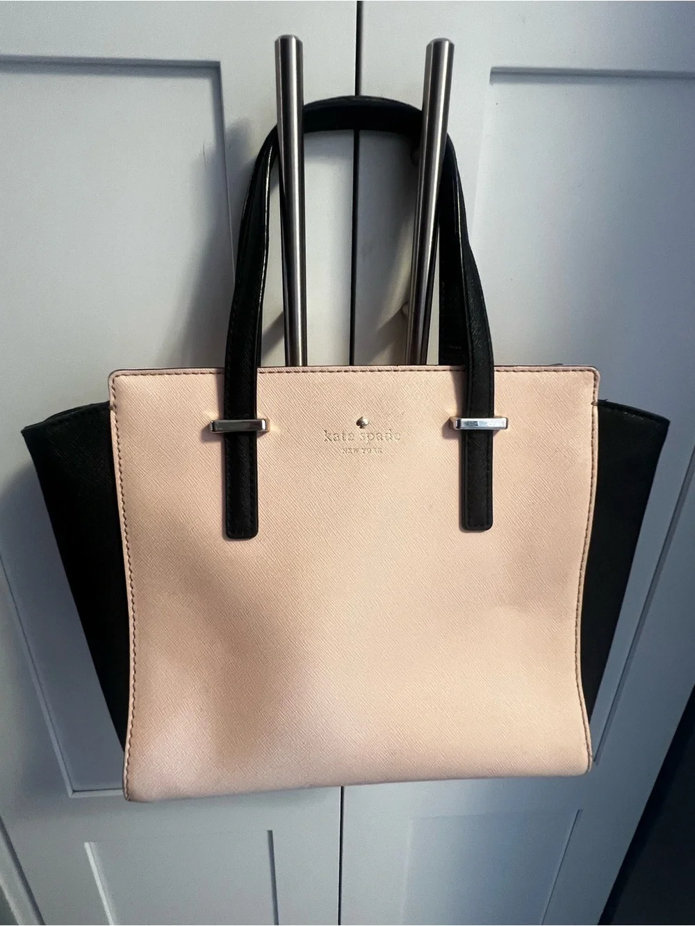 kate spade Small Blush Pink and Black Leather Tote